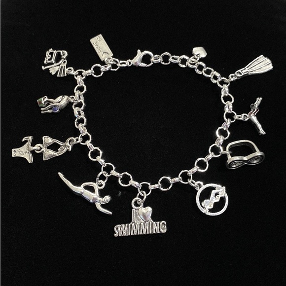 Swimming Charm Bracelet Love To Swim - Picture 1 of 8
